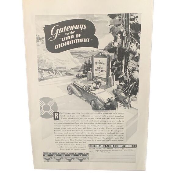 Vintage 1937 New Mexico Tourist Bureau Gateways Ad Advertisement - Picture 2 of 4